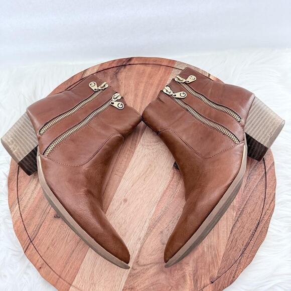 G By Guess Boots Womens Size 8.5 Brown Double Zip Ankle Block Heel Booties - Picture 10 of 16